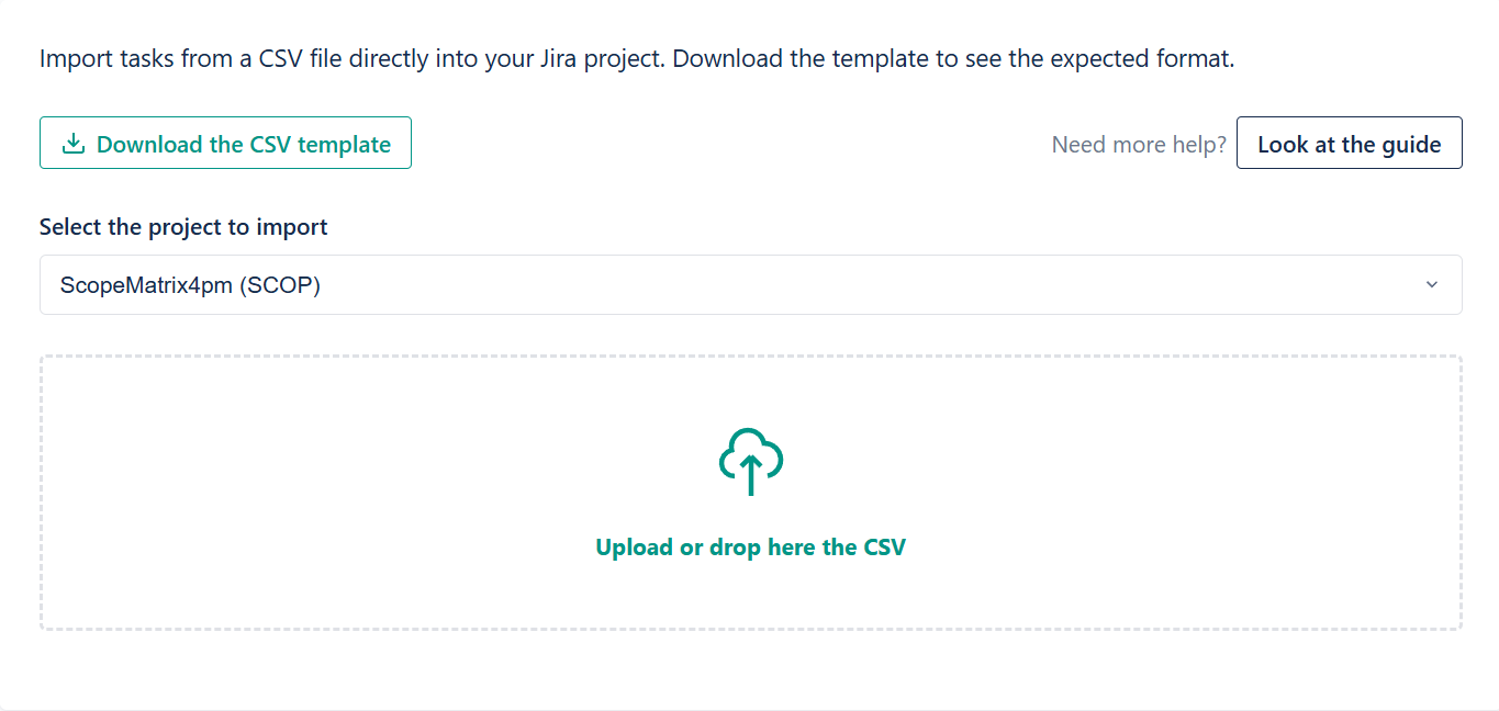 Import tasks via CSV - Upload interface