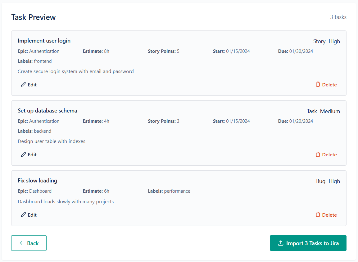 Smart and automatic mapping - Task preview